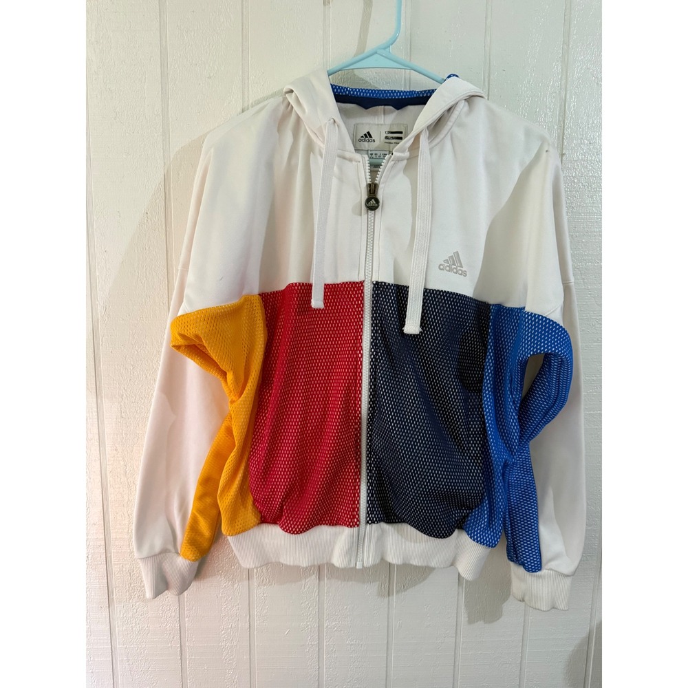 Adidas Pharrell Williams Hu Colorblock Mesh Zip Up Hoodie White Red Blue Yellow